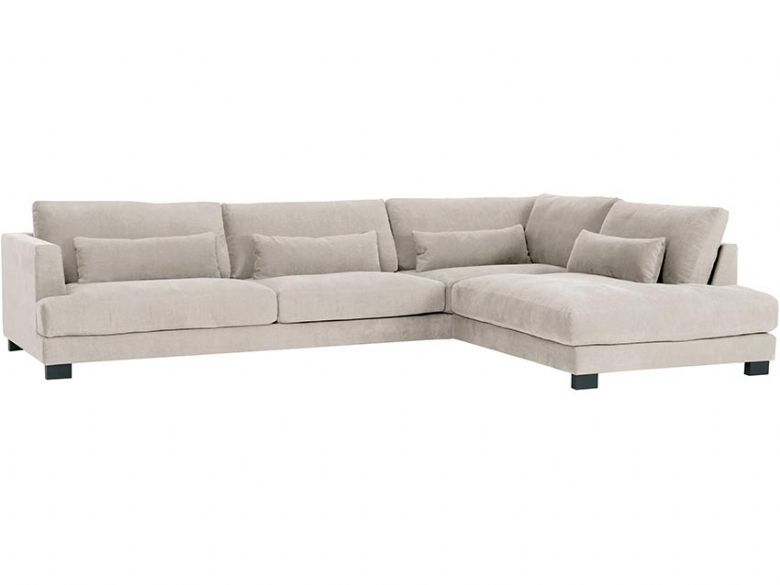 Brandon modern RHF large corner chaise in fabric or velvet available at Lee Longlands