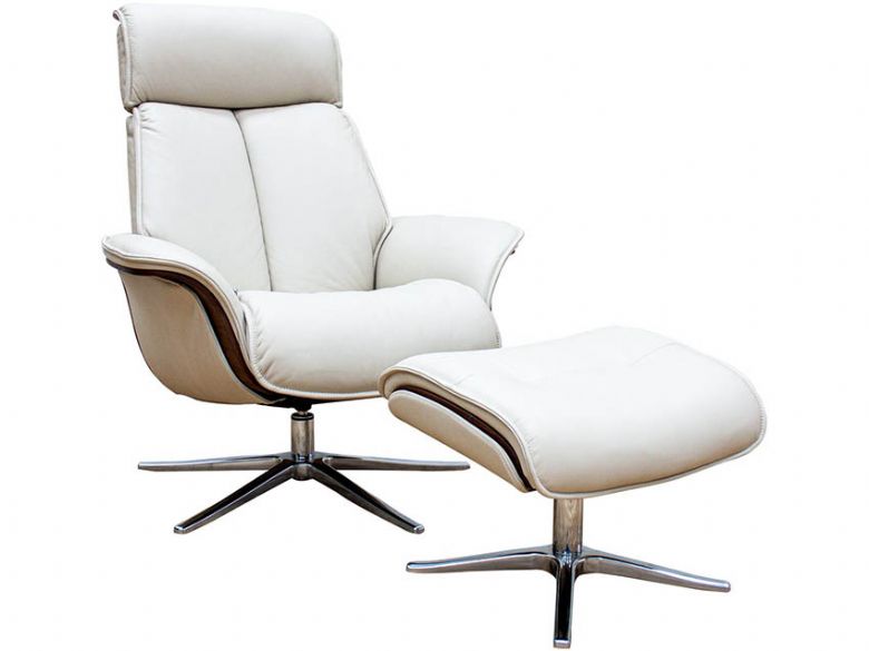 G Plan Ergoform Lund leather recliner chair and stool available at Lee Longlands