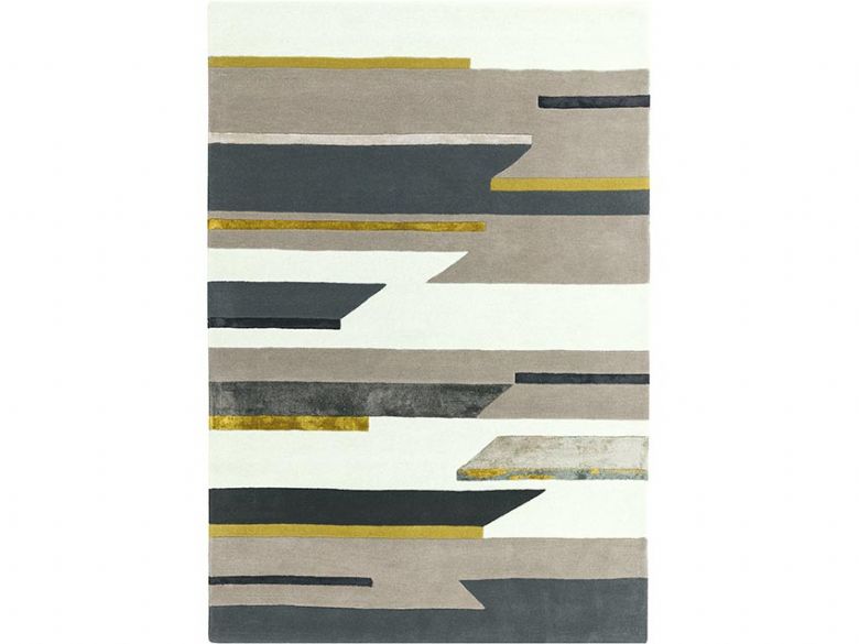 Matrix 160 x 230cm grey and mustard abstract rug available at Lee Longlands