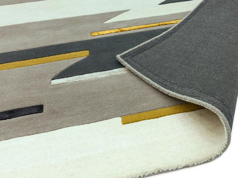 Matrix abstract grey rug with mustard accents