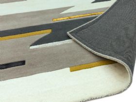 Matrix abstract grey rug with mustard accents