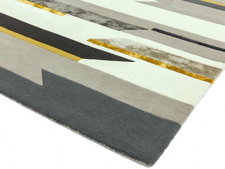Matrix 200cm x 300cm large grey rug with yellow accents