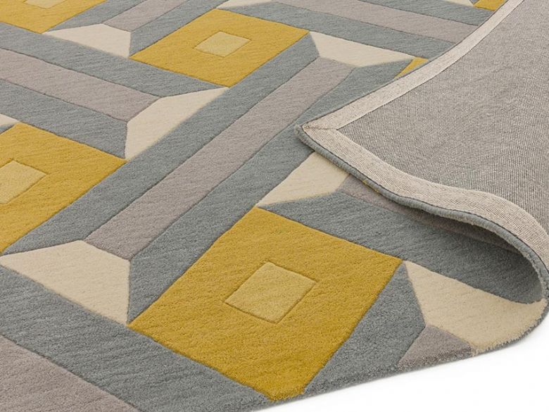 Reef small geometric pattern rug grey and yellow other designs available