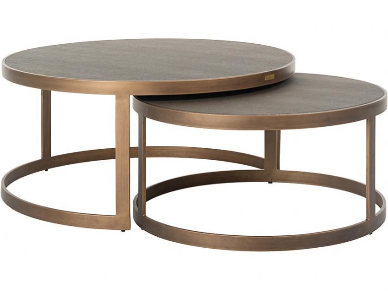 Versilia nest of 2 coffee tables pu leather top available at Lee Longlands