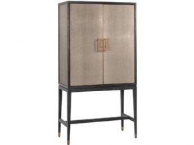 Versilia drinks cabinet oak with pu leather front available at Lee Longlands