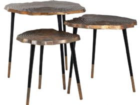 Tulum nest of 3 metal tables available at Lee Longlands