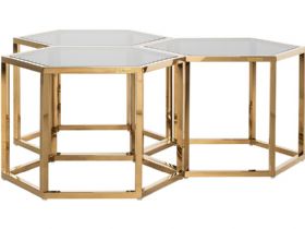 Morelos glass top coffee tables gold finish