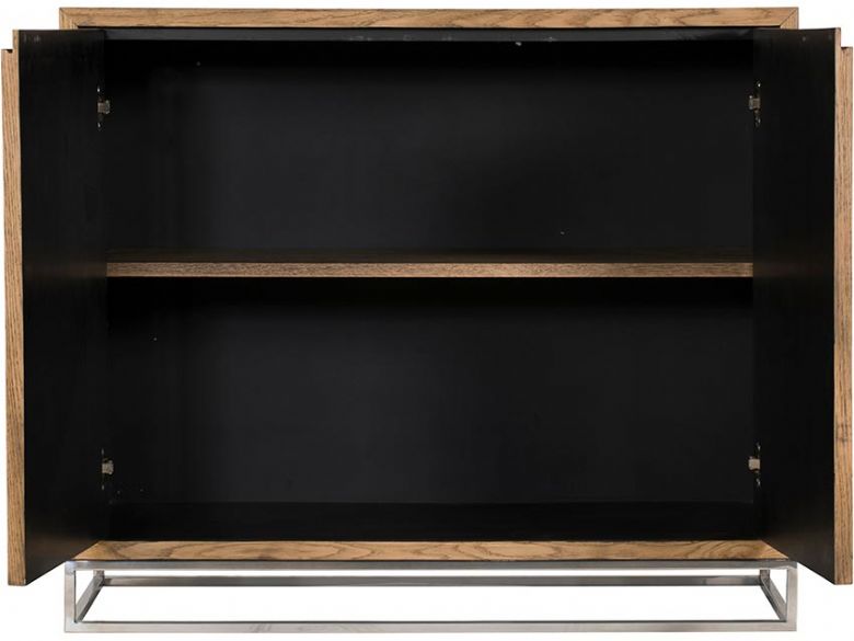 Olette wood and metal rustic small sideboard 1 shelf