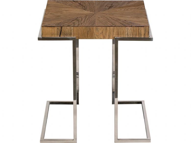 Olette wood and metal industrial side table
