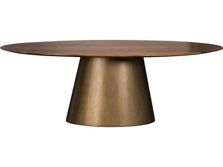 Giovanny 2.2m modern walnut brass dining table