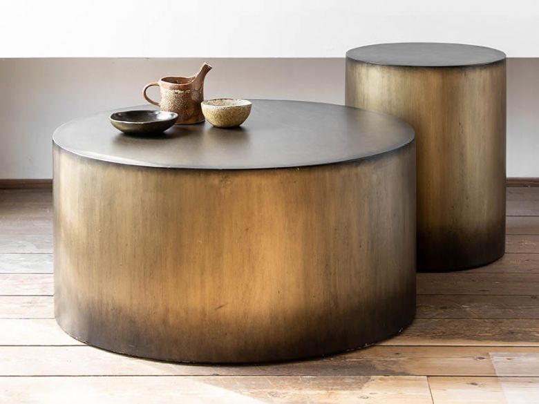 Giovanny brass finish occasional tables available at Lee Longlands