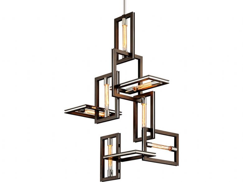 Enigma modern bronze and stainless 7 light chandelier