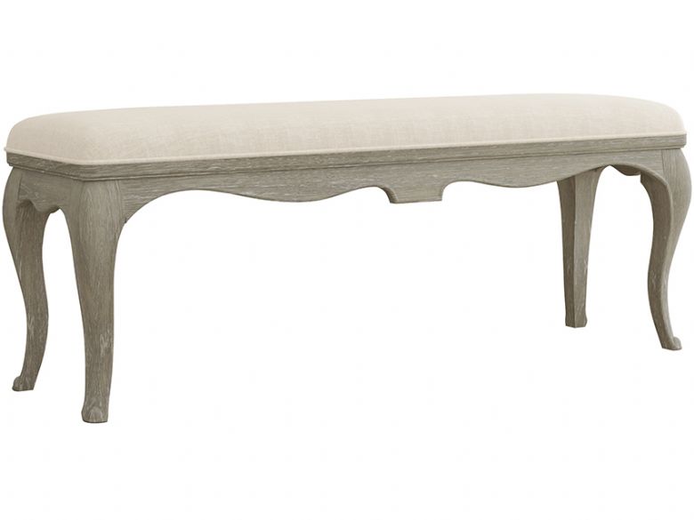 Camille classic style solid Oak bench available at Lee Longlands