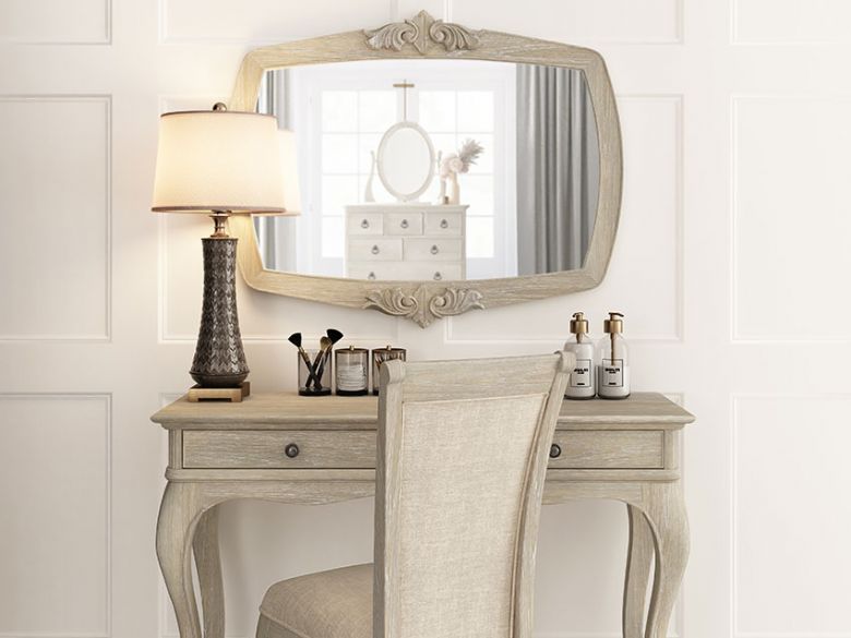 Camille oak dressing table chair and mirror