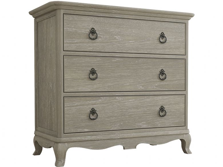 Camille limed oak 3 drawer chest available at Lee Longlands