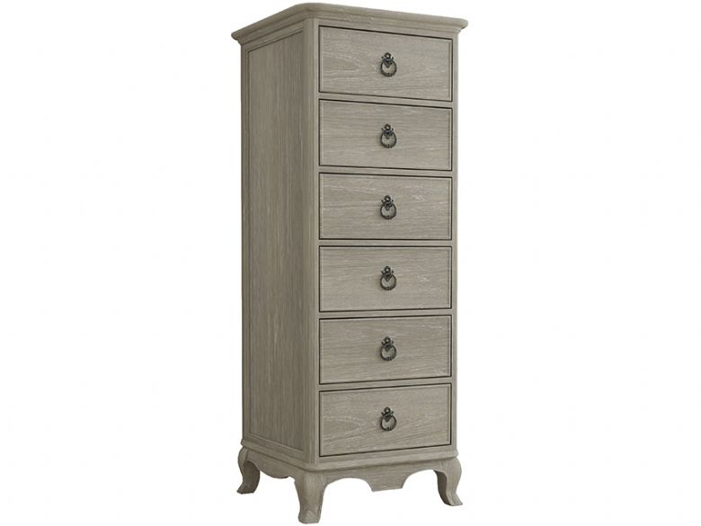 Camille limed oak tallboy chest available at Lee Longlands