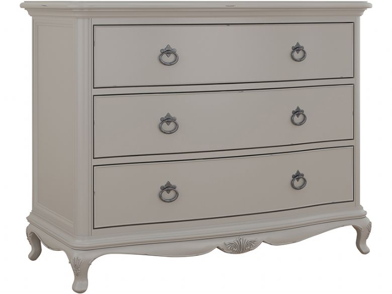 Etienne 3 drawer low chest distressed grey finish available at Lee Longlands