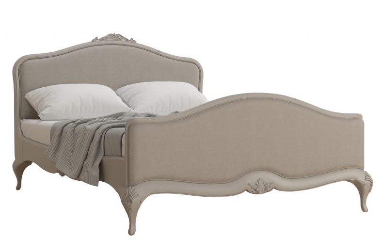 Etienne king size French upholstered bed frame available at Lee Longlands