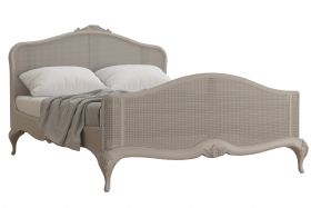 Etienne rattan distressed grey double bed