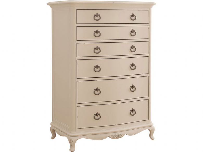 Ivory distressed off white 6 drawer chest available at Lee Longlands