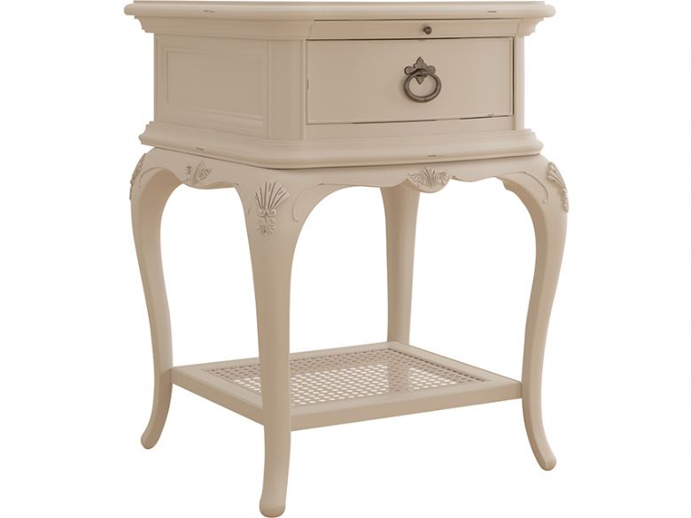 Ivory distressed white 1 drawer bedside available at Lee Longlands
