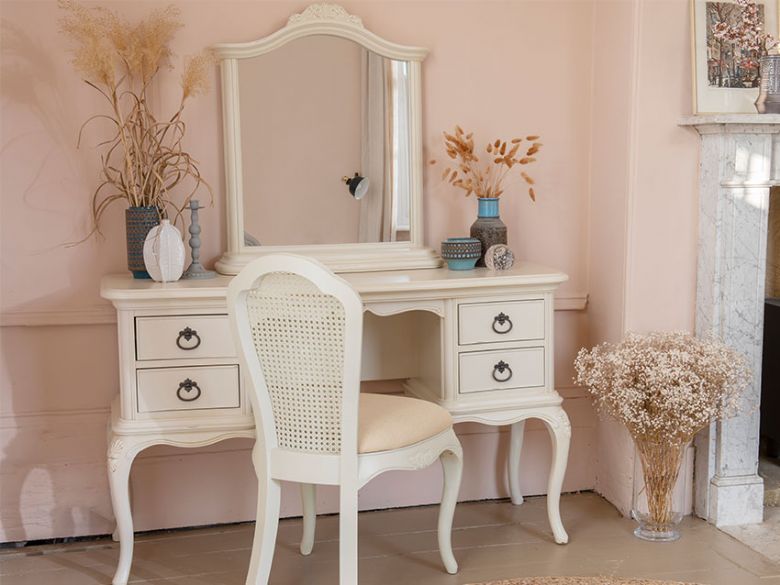 Ivory bedroom collection with distressed finish