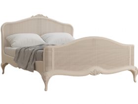 Ivory distressed double bed frame