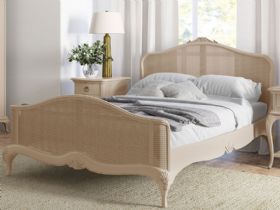 Ivory off white rattan 4'6 double bed frame available at Lee Longlands
