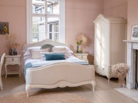 Ivory 6 foot super king distressed white bed frame available at Lee Longlands
