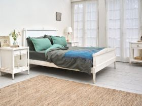 Atelier white distressed double bed frame available at Lee Longlands