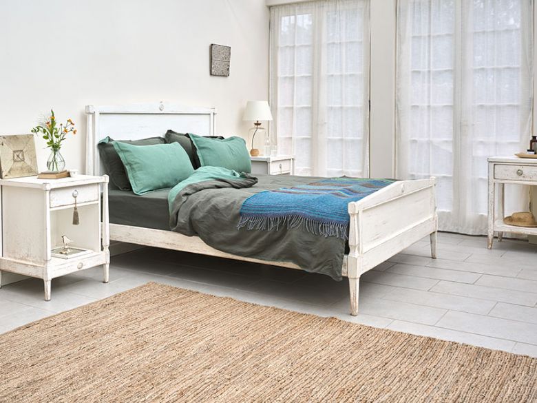Atelier white distressed king size high end bed frame available at Lee Longlands