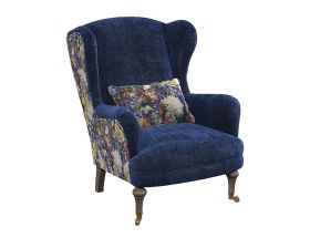 Spink and Edgar Crawford wing chair in blue fabric