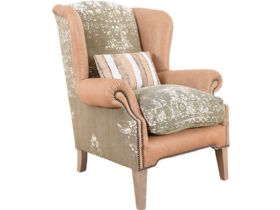 Tetrad Montana wing chair with beige fabric seat