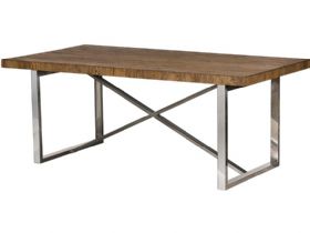 Olette 200cm wood dining table cross metal base