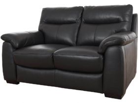 Odette black leather two seater sofa finance options available