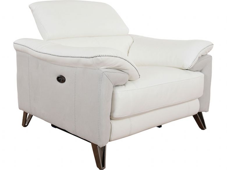Romilly white button operated recliner chair