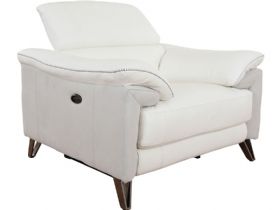 Romilly white button operated recliner chair