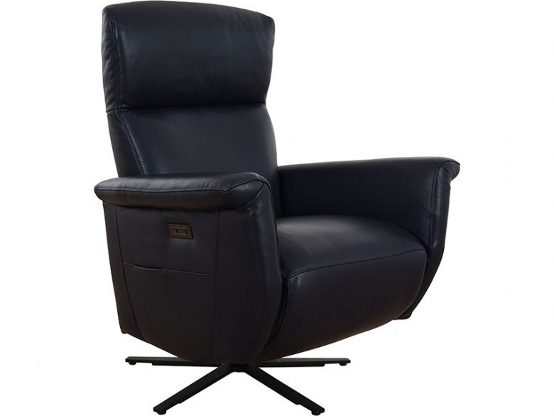 Bernice dark blue cinema recliner chair available at Lee Longlands