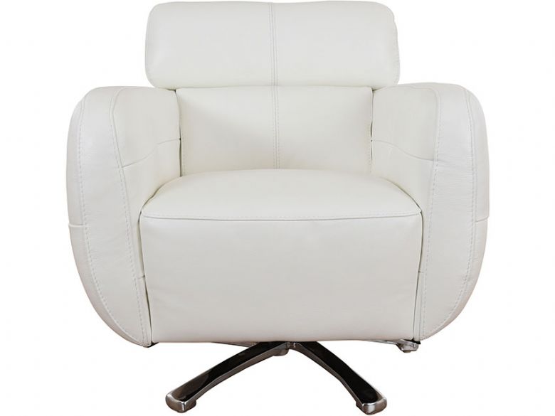 Serafina white leather swivel chair available at Lee Longlands