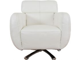 Serafina white leather swivel chair available at Lee Longlands