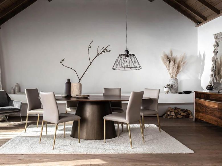 Giovanny walnut and brass dining furniture collection