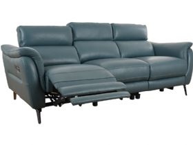 Arnold blue leather recliner sofa