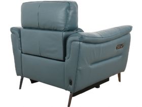 Arnold blue leather recliner with power