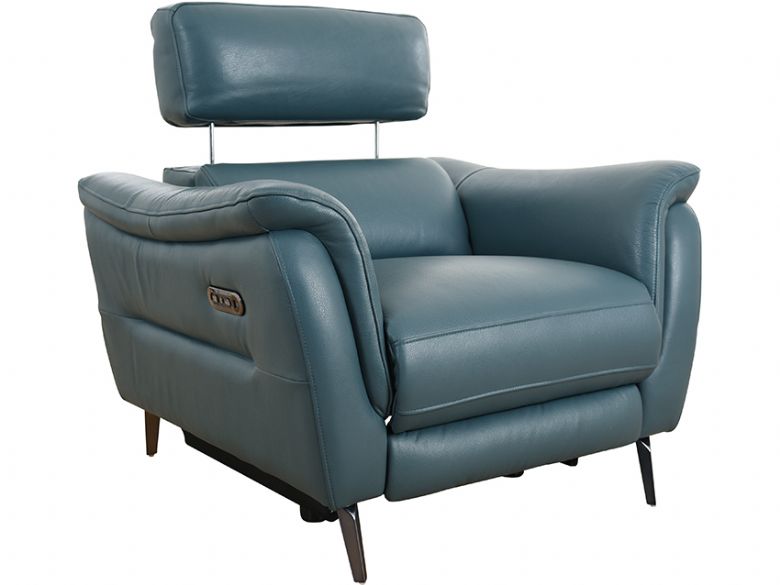 Arnold blue leather reclining armchair