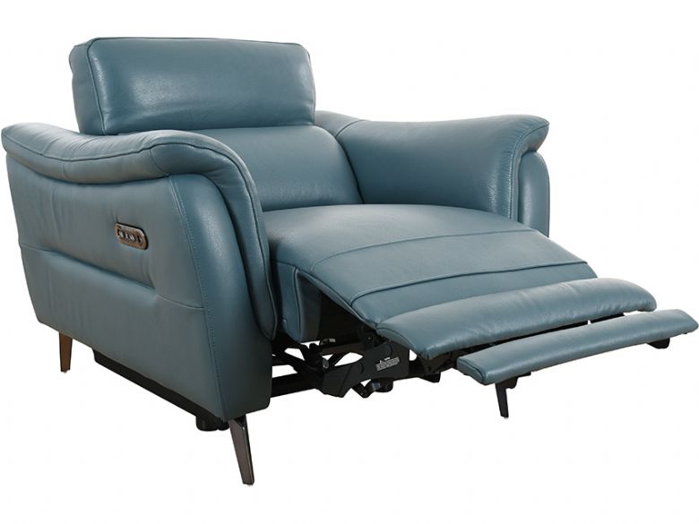 Arnold blue leather recliner arm chair