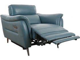 Arnold blue leather recliner arm chair