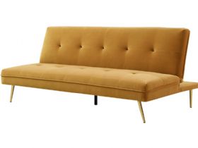 Lorenzo 3 seater mustard sofa bed and Lee Longlands