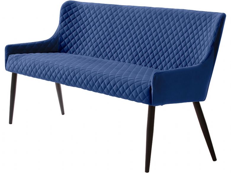 Whitney quilted blue dining bench