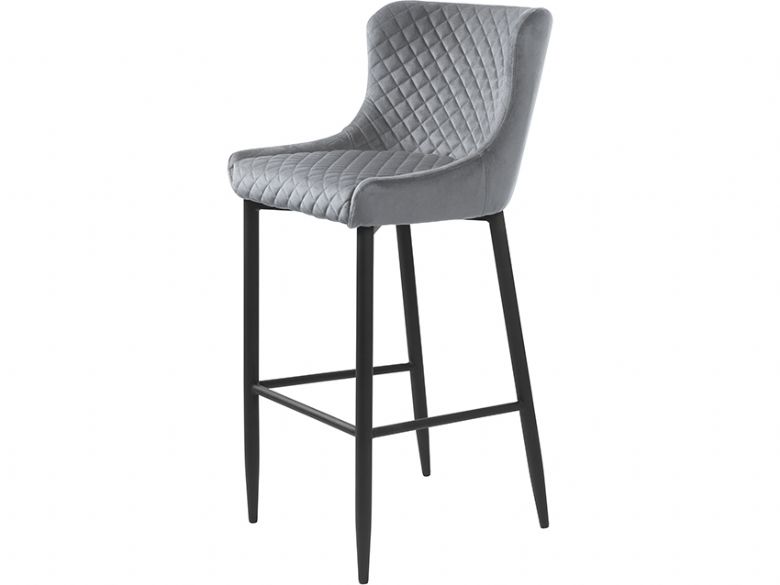 Whitney quilted grey velvet bar stool