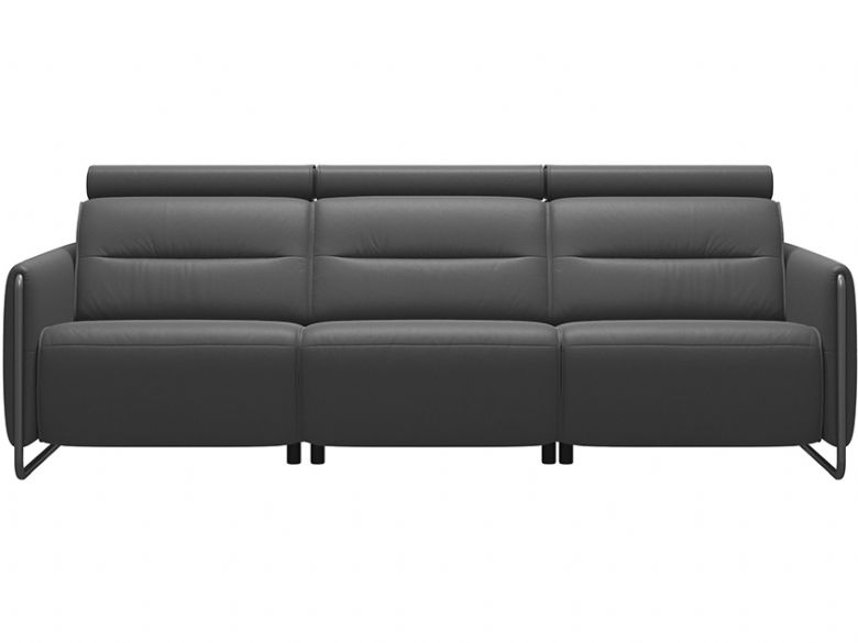 Ekornes Emily grey leather 3 seater power sofa